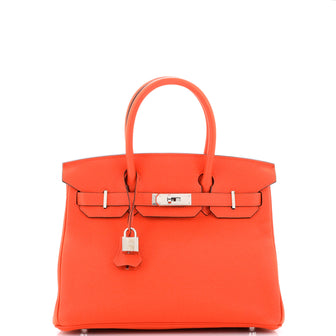 Hermes Birkin Handbag Orange Togo with Palladium Hardware 30