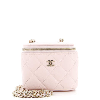 Chanel Classic Vanity Case with Chain Quilted Caviar Mini