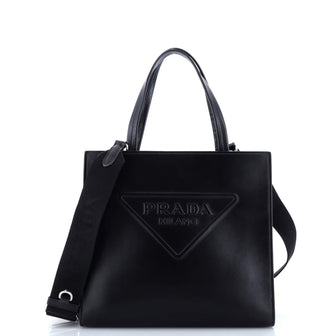 Prada Logo Drill Tote Leather Small