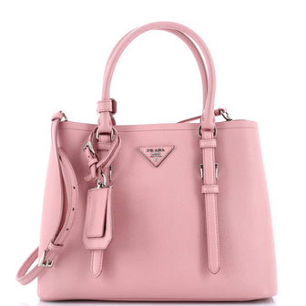Prada Belted Strap Cuir Double Tote Saffiano Leather Small