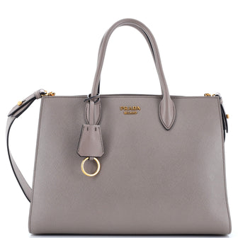 Prada Side Pleat Tote Saffiano Leather Large