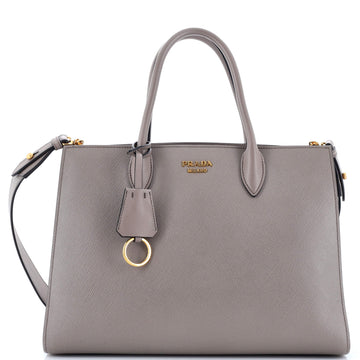 Prada Side Pleat Tote Saffiano Leather Large