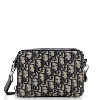 Christian Dior Double Zip Crossbody Pouch Oblique Canvas