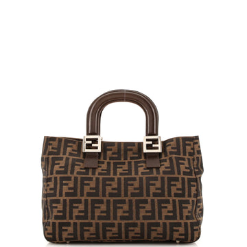 Fendi Vintage FF Handle Tote Zucca Canvas Small