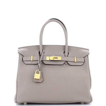 Hermes Birkin Handbag Grey Togo with Gold Hardware 30