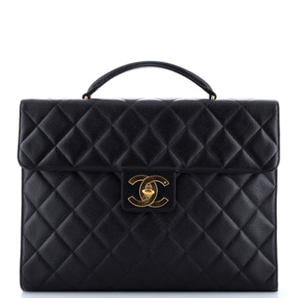 Chanel Vintage CC Briefcase Quilted Caviar Large