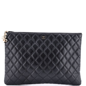 Chanel CC Casino O Case Clutch Quilted Lambskin Large