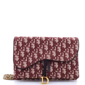 Christian Dior Saddle Chain Clutch Oblique Canvas