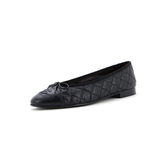 Chanel Women's CC Cap Toe Bow Ballerina Flats Leather
