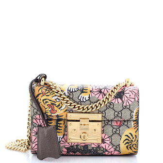 Gucci Padlock Shoulder Bag Bengal Print GG Coated Canvas Small