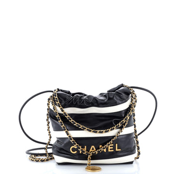 Chanel 22 Chain Hobo Striped Shiny Calfskin Mini