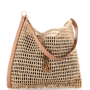 Saint Laurent Oxalis Shoulder Bag Raffia Crochet with Leather