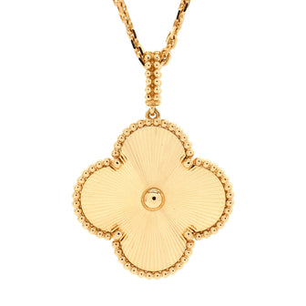 Van Cleef & Arpels Magic Alhambra Pendant Necklace Guilloche 18K Yellow Gold