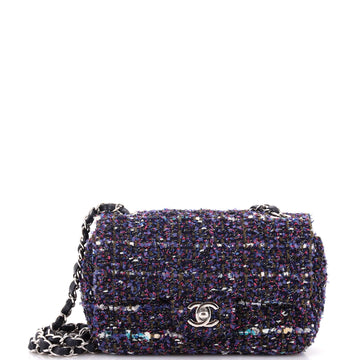 Chanel Classic Single Flap Bag Quilted Tweed and Ribbon Mini