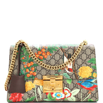 Gucci Padlock Shoulder Bag Tian Print GG Coated Canvas Medium