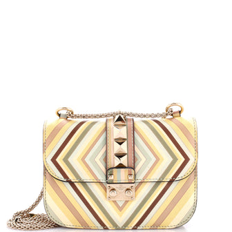 Valentino Garavani 1973 Glam Lock Shoulder Bag Striped Leather Small