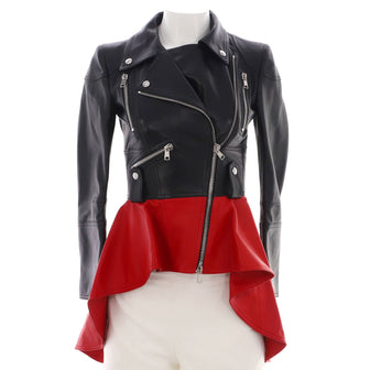 Alexander McQueen Women's Peplum Biker Jacket Leather