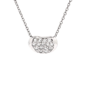 Tiffany & Co. Elsa Peretti Bean Pendant Necklace Platinum with Diamonds 9mm