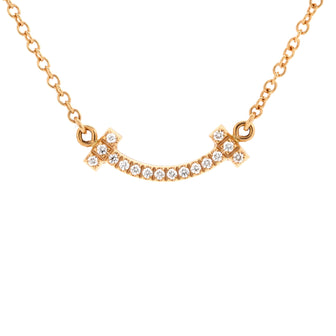 Tiffany & Co. T Smile Pendant Necklace 18K Rose Gold with Diamonds Mini