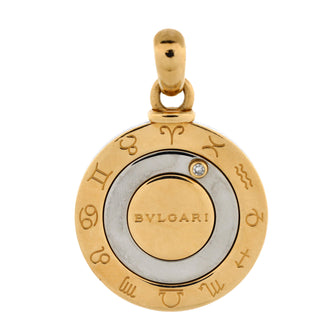 Bvlgari 12 Months Horoscope Movable Round Pendant Charm Pendant & Charms 18K Yellow Gold and Stainless Steel with Diamond