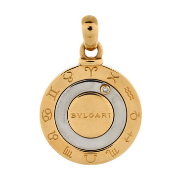 Bvlgari 12 Months Horoscope Movable Round Pendant Charm Pendant & Charms 18K Yellow Gold and Stainless Steel with Diamond