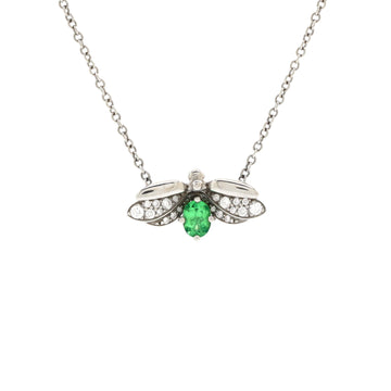 Tiffany & Co. Paper Flowers Firefly Pendant Necklace Platinum with Diamonds and Tsavorite Small