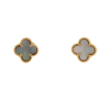 Van Cleef & Arpels Sweet Alhambra Stud Earrings 18K Yellow Gold and Mother of Pearl