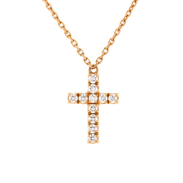 Cartier Cross Pendant Necklace 18K Rose Gold with Diamonds
