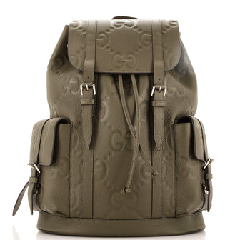 Gucci Double Pocket Belt Backpack Jumbo GG Embossed Leather Large