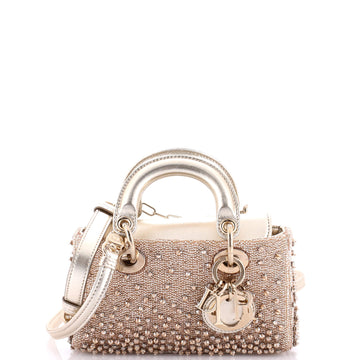 Christian Dior Lady D-Joy Bag Bead and Sequin Embellished Leather Micro