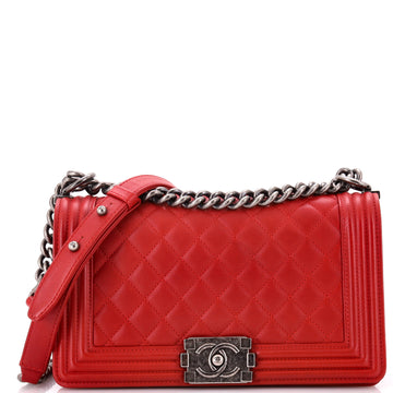 Chanel Boy Flap Bag Quilted Lambskin Old Medium