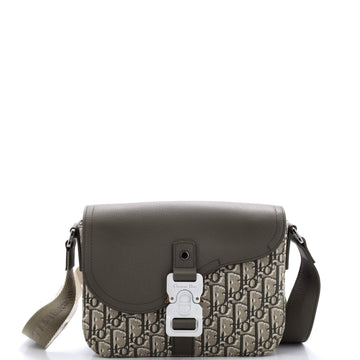 Christian Dior Saddle Buckle Flap Messenger Bag Oblique Canvas and Leather Medium