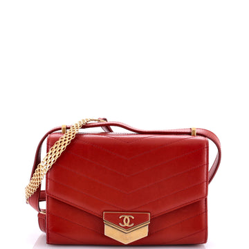 Chanel Medal Envelope Flap Bag Chevron Calfskin Small