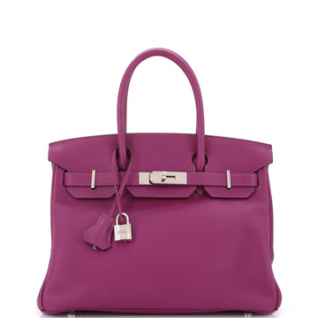 Hermes Birkin Handbag Purple Swift with Palladium Hardware 30
