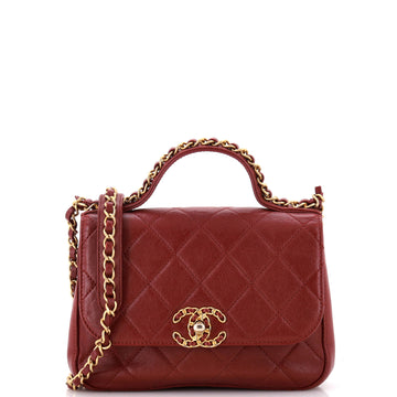 Chanel Chain Infinity Top Handle Bag Quilted Lambskin Small