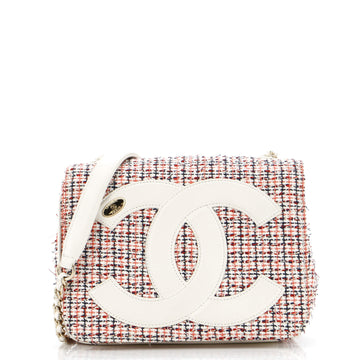 Chanel CC Mania Flap Bag Tweed with Lambskin Small