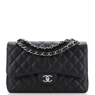 Chanel Classic Double Flap Bag Quilted Caviar Jumbo