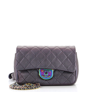 Chanel Double Carry Chain Waist Bag Quilted Iridescent Goatskin Small