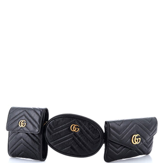 Gucci GG Marmont Multi Pocket Belt Bag Matelasse Leather