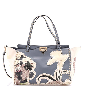 Valentino Garavani Rockstud Tote Printed Leather Medium