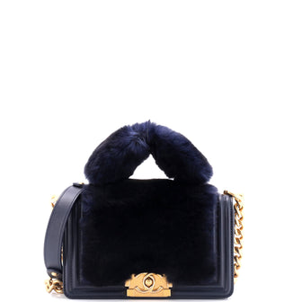 Chanel Top Handle Boy Flap Bag Fur Small