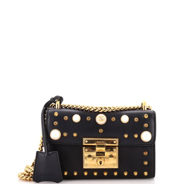 Gucci Pearly Padlock Shoulder Bag Studded Leather Small