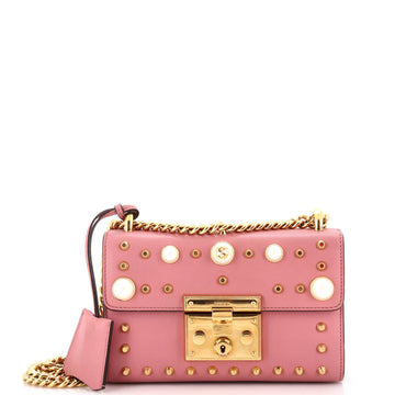 Gucci Pearly Padlock Shoulder Bag Studded Leather Small