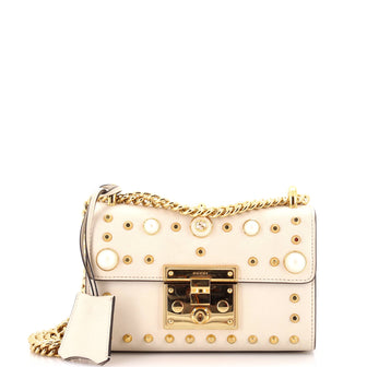 Gucci Pearly Padlock Shoulder Bag Studded Leather Small