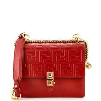 Fendi Kan I Bag Zucca Embossed Leather Small