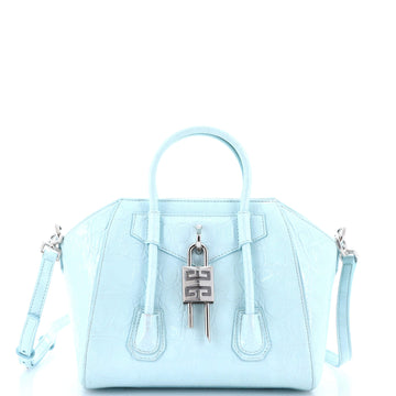 Givenchy Antigona Lock Bag Crocodile Embossed Patent Mini