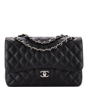 Chanel Classic Double Flap Bag Quilted Caviar Jumbo