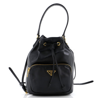 Prada Drawstring Pocket Bucket Bag Soft Calf Small