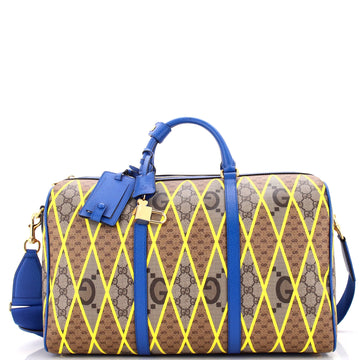Gucci Convertible Duffle Bag Rhombus GG Coated Canvas with Leather Large