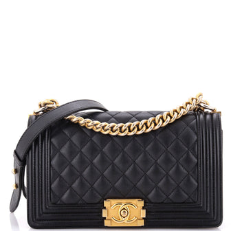 Chanel Boy Flap Bag Quilted Caviar Old Medium